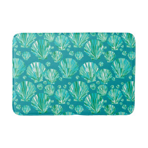 Moderne geometrische Muscheln, Aqua und Türkis Badematte