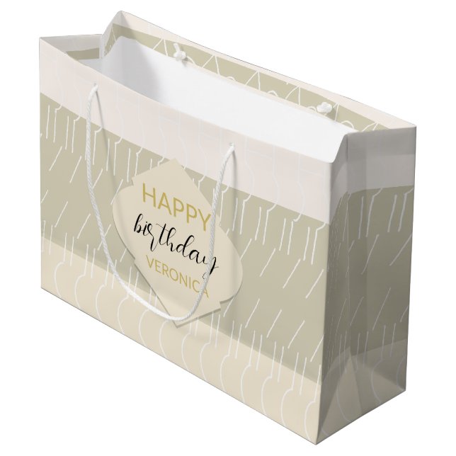 Moderne geometrische Mustard Blush Geometrie Mit M Große Geschenktüte (Vorderseite Schrägansicht)