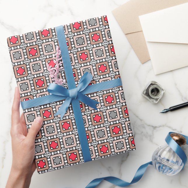 moderne geometrische Muster Deko grau, beige Geschenkpapier (Schenken)
