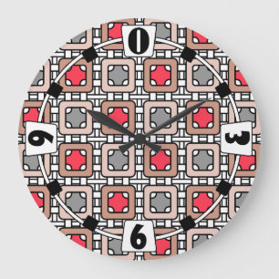 moderne geometrische Muster Deko grau, beige Große Wanduhr