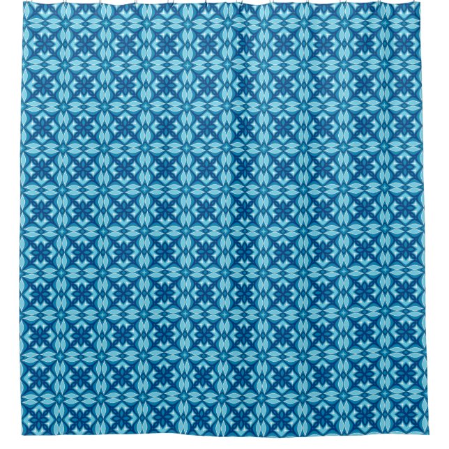 Moderne geometrische Muster-Farbtöne von Denim Blu Duschvorhang (Vorderseite)