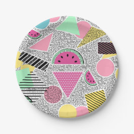 Moderne geometrische Muster Memphis-Muster inspiri Pappteller