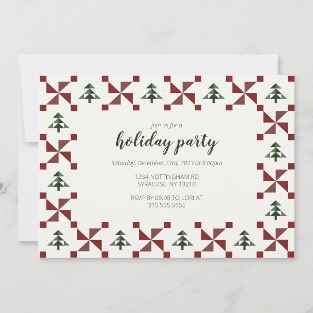 Moderne geometrische Muster Quilt Holiday Party Einladung (Vorderseite)