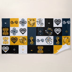 Moderne geometrische Muster trendy gelb   Strandtuch