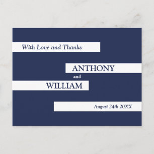 Moderne geometrische Navy Blue White Wedding Viele Postkarte