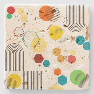 Moderne geometrische Orange Green aus dem Mittelal Steinuntersetzer