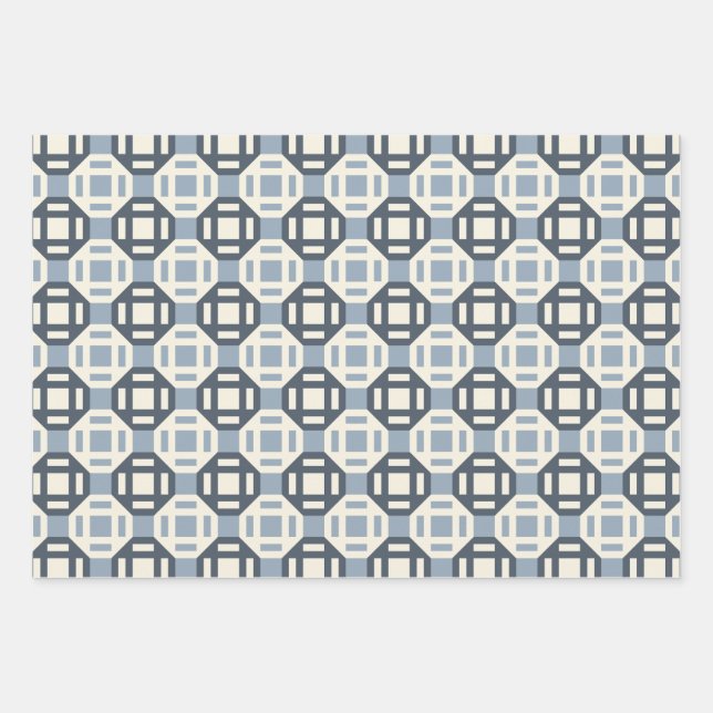 Moderne geometrische Patchwork-inspirierte Musteru Geschenkpapier Set (Vorderseite)