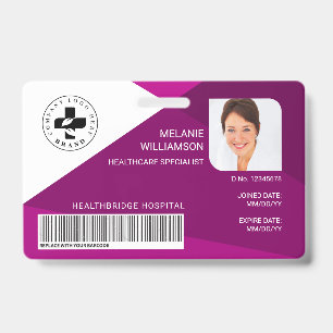 Moderne geometrische Pflaumen-Design-Medizin-Photo Ausweis