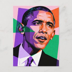 Moderne geometrische Porträt von Barack Obama Postkarte