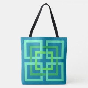 Moderne geometrische Quadrate, Aqua, Aquamarin, Li Tasche