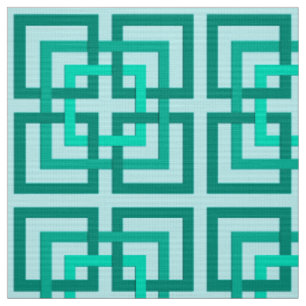 Moderne geometrische Quadrate, Aqua und Türkis Stoff