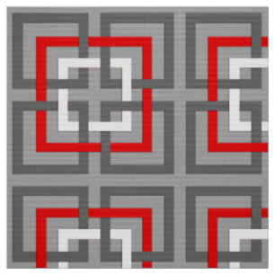 Moderne geometrische Quadrate, Grau, Rot und Weiß Stoff