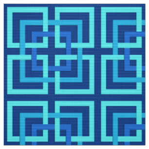 Moderne geometrische Quadrate, Kobalt und Sky Blue Stoff