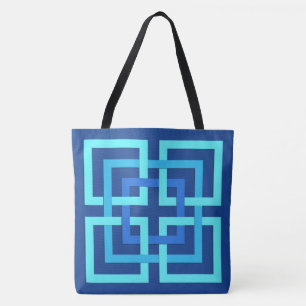 Moderne geometrische Quadrate, Kobalt und Sky Blue Tasche