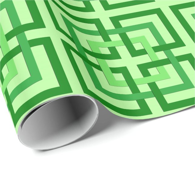 Moderne geometrische Quadrate, Mint Green und Emer Geschenkpapier (Rolleneckpunkt)