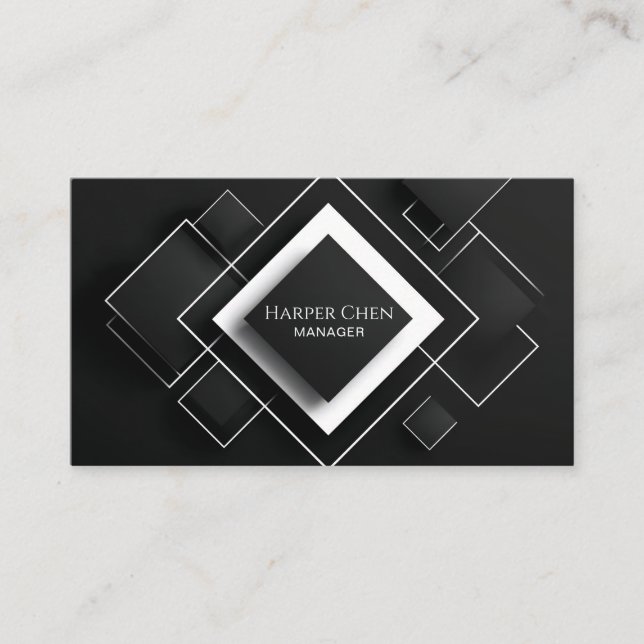 Moderne geometrische Quadrate mit 3D-Geometrie Visitenkarte (Vorderseite)