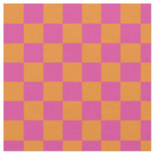 Moderne geometrische Quadrate Rosa Orange kardiert Stoff