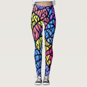 Moderne geometrische Regenbogen-Buntglas-Muster Leggings