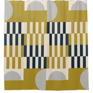 Moderne geometrische, retro-skandinavische Muster Duschvorhang