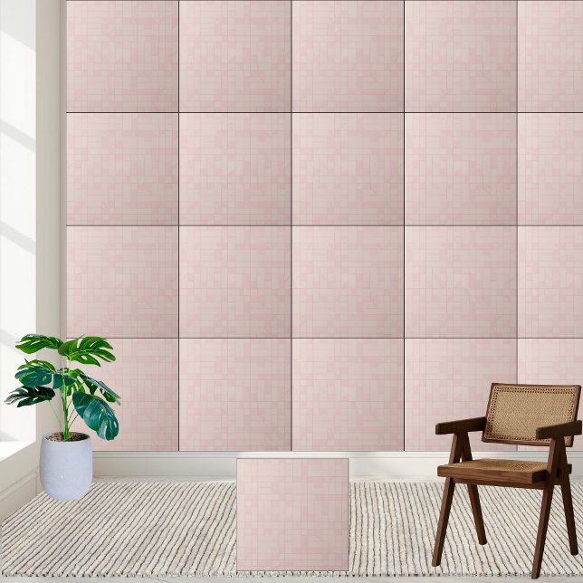 Moderne geometrische Rosa Keramik Tile Fliese (Modern Geometric Blush Pink Ceramic Tile)