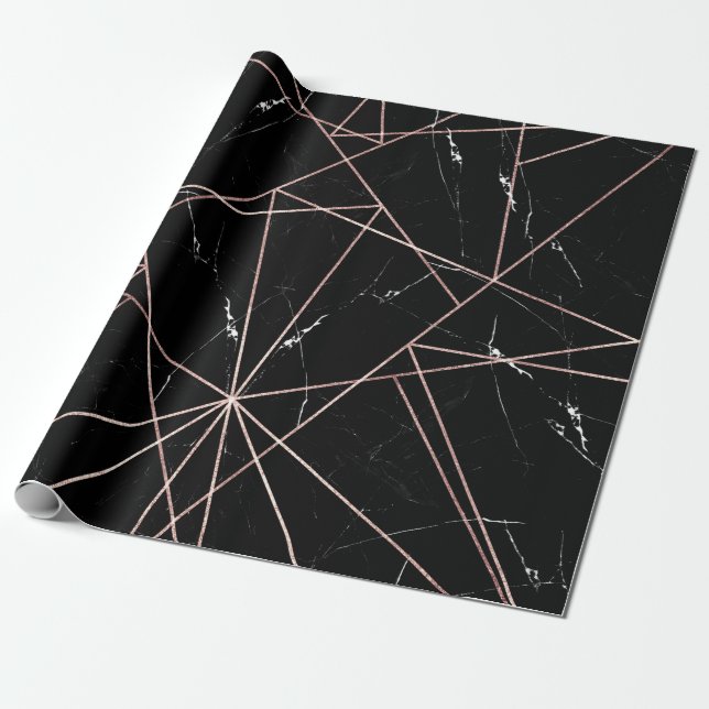 Moderne geometrische Rose - Goldmarmor-Dreiecke Geschenkpapier (Ungerollt)