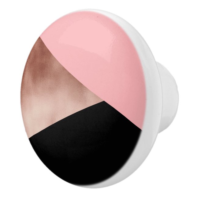 Moderne geometrische Rose in goldfarbenem Rosa Keramikknauf (Rechts)