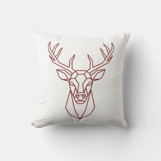 Moderne geometrische rote Hirsch-Linienkunst Kissen
