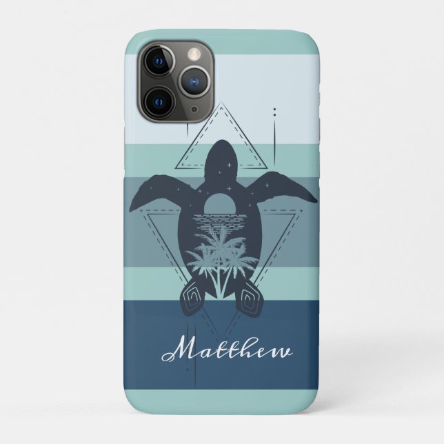 Moderne geometrische Schildkröte Personalisiert Case-Mate iPhone Hülle (Rückseite)