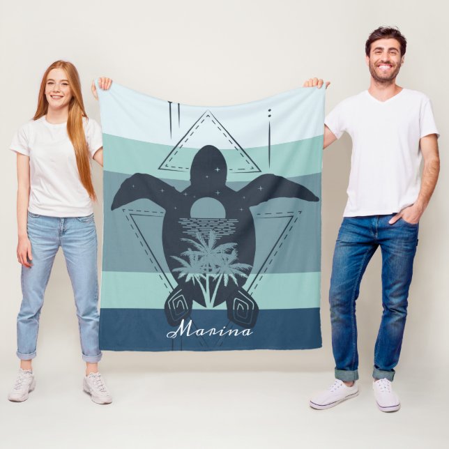 Moderne geometrische Schildkröte Personalisiert Fleecedecke (Beispiel)