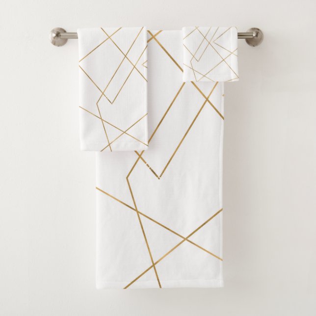 Moderne geometrische Schlaganfälle Abstraktes Desi Badhandtuch Set (Insitu)