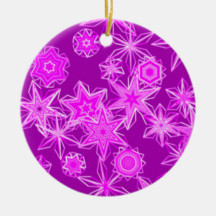 Moderne geometrische Schneeflocken, Amethyst Lila Keramik Ornament