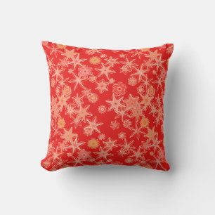 Moderne geometrische Schneeflocken, Mandarine Oran Kissen