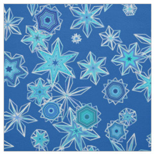 Moderne geometrische Schneeflocken, Sapphire Blue Stoff