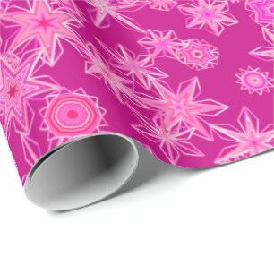 Moderne geometrische Schneeflocken, tiefes Fuchsie Geschenkpapier