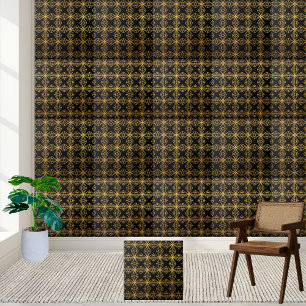Moderne geometrische Schwarz-Gold-Folie Fliese