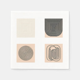 Moderne geometrische Schwarz-Weiß-Designsammlung Serviette