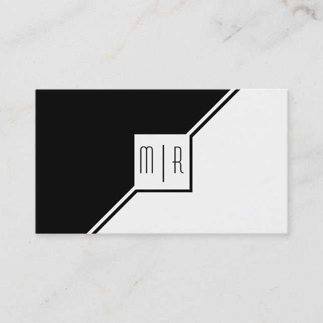 Moderne geometrische Schwarz-Weiß-Monogramm Visitenkarte (Vorderseite)