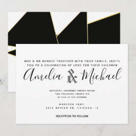 Moderne geometrische Schwarz-weiße Hochzeit Einladung