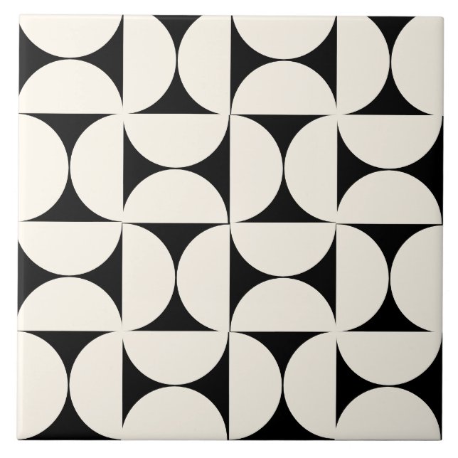 Moderne geometrische schwarze Semi Fliese (Vorderseite)