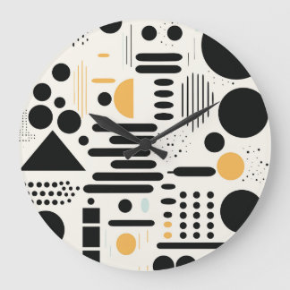 Moderne geometrische schwarze und goldene abstrakt große wanduhr
