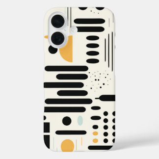 Moderne geometrische schwarze und goldene abstrakt iPhone 16 hülle