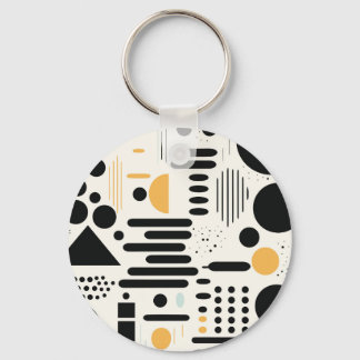 Moderne geometrische schwarze und goldene abstrakt schlüsselanhänger