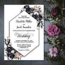 Moderne geometrische Smokey Black Floral Wedding