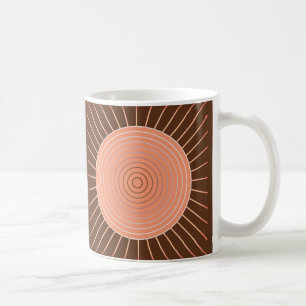 Moderne geometrische Sonne - Pfirsich und Braun Kaffeetasse