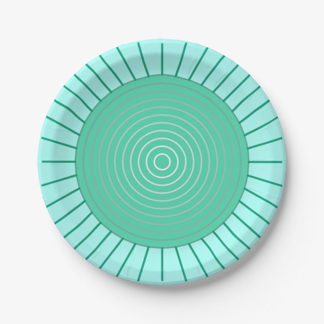 Moderne geometrische Sonnenbrille - Aqua und Meere Pappteller (Vorderseite)