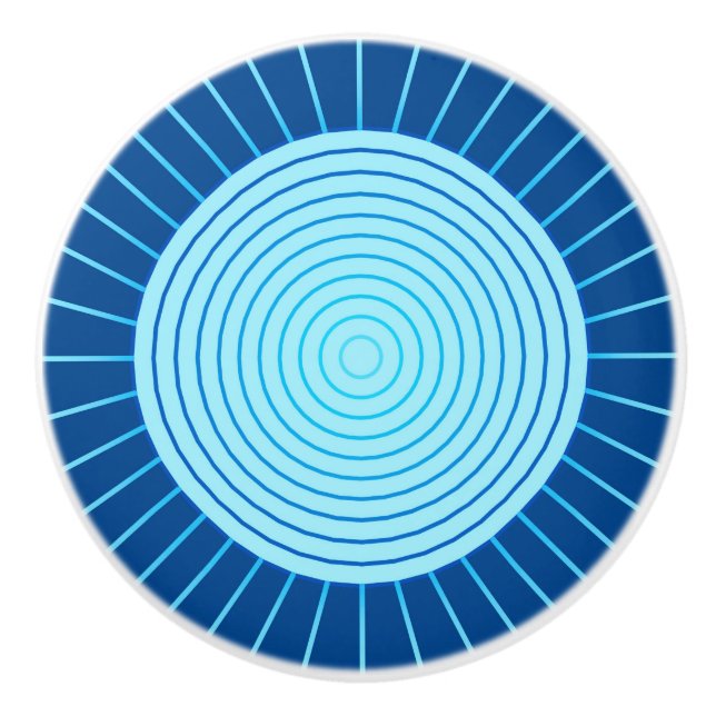 Moderne geometrische Sonnenburst - Cobalt Blue und Keramikknauf (Vorderseite)