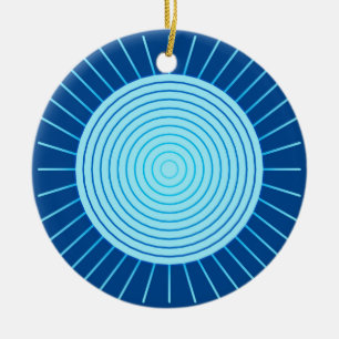 Moderne geometrische Sonnenburst - Cobalt Blue und Keramikornament
