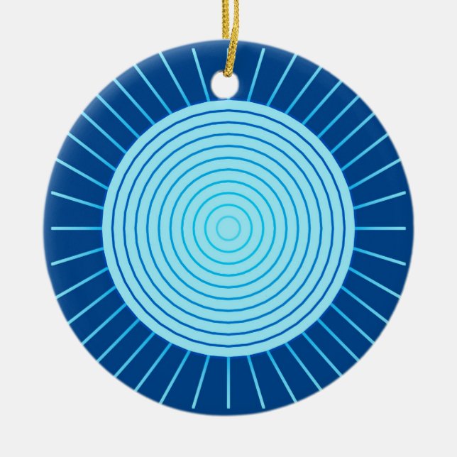 Moderne geometrische Sonnenburst - Cobalt Blue und Keramikornament (Vorne)