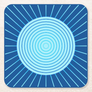 Moderne geometrische Sonnenburst - Cobalt Blue und Rechteckiger Pappuntersetzer