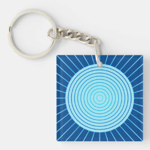 Moderne geometrische Sonnenburst - Cobalt Blue und Schlüsselanhänger